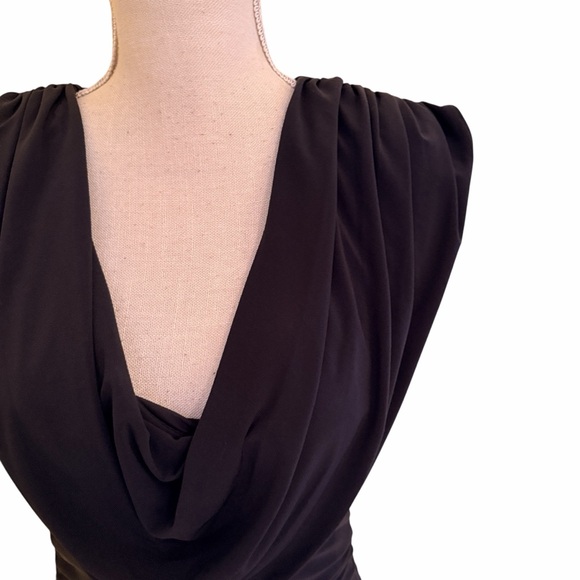 Ramy Brook Black Draped Cowl Neck Ruched Jersey Knit "Venus" Mini Dress S - Picture 4 of 12